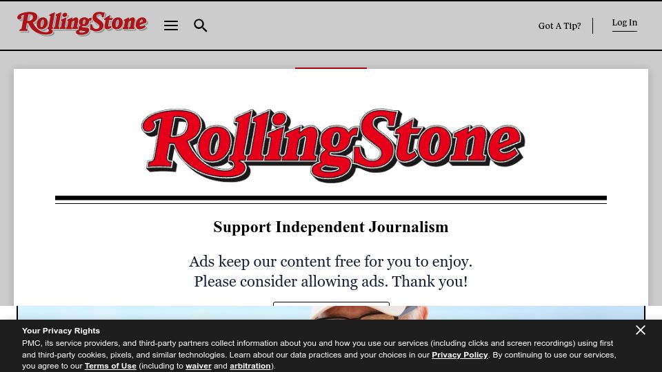 Screenshot of rollingstone.com: Rob Reiner,Legendary Director and Actor,and Wife Found Dead in Apparent Homicide