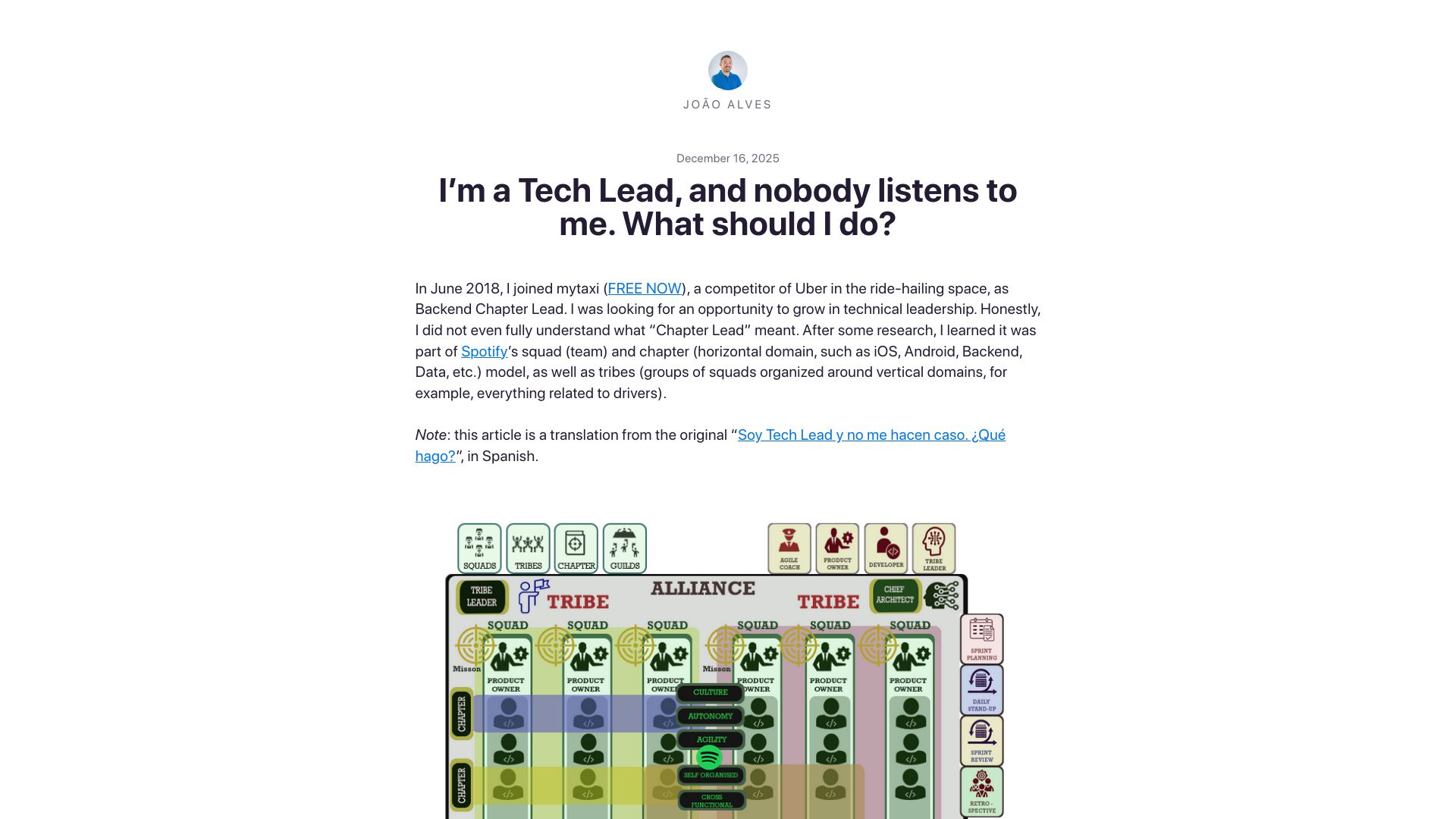 Screenshot of world.hey.com: I'm a Tech Lead, and nobody listens to me. What should I do?
