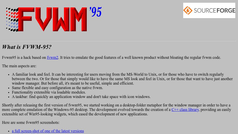Screenshot of fvwm95.sourceforge.net: FVWM-95 (2001)