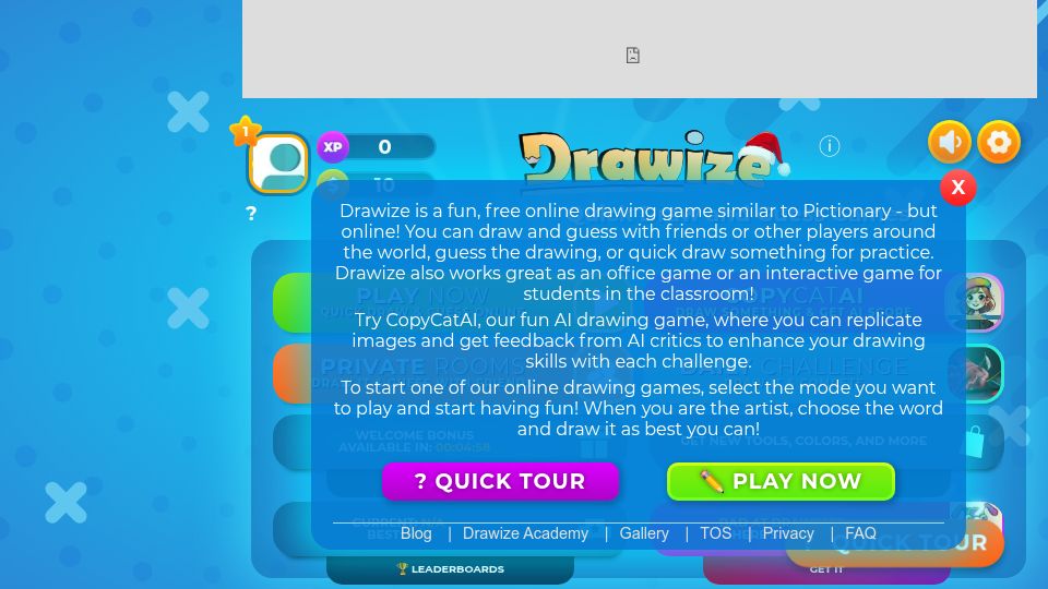 Screenshot of drawize.com: Show HN: My Tizen multiplayer drawing game flopped, but then hit 100M drawings