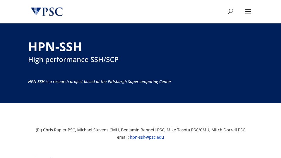 Screenshot of psc.edu: High Performance SSH/SCP