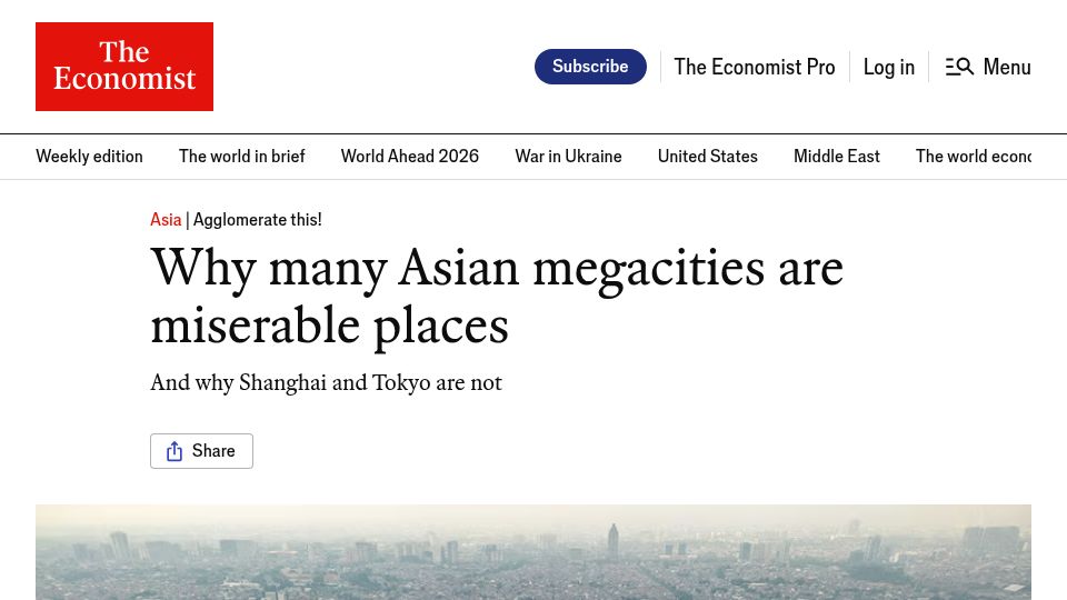 Screenshot of economist.com: Why many Asian megacities are miserable places