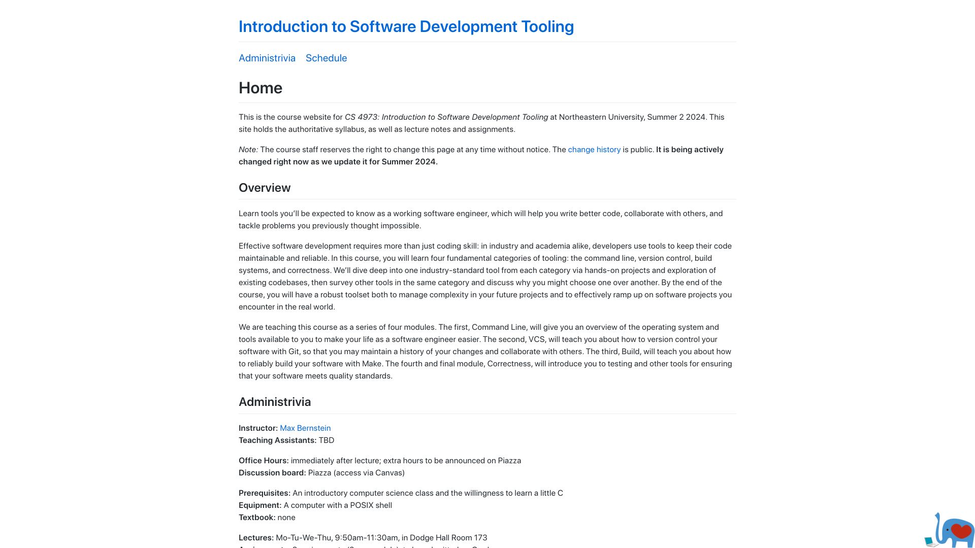 Screenshot of bernsteinbear.com: Introduction to Software Development Tooling (2024)