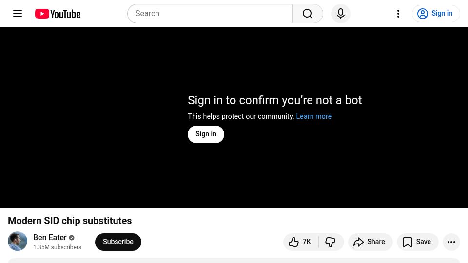 Screenshot of youtube.com: Modern SID chip substitutes [video]