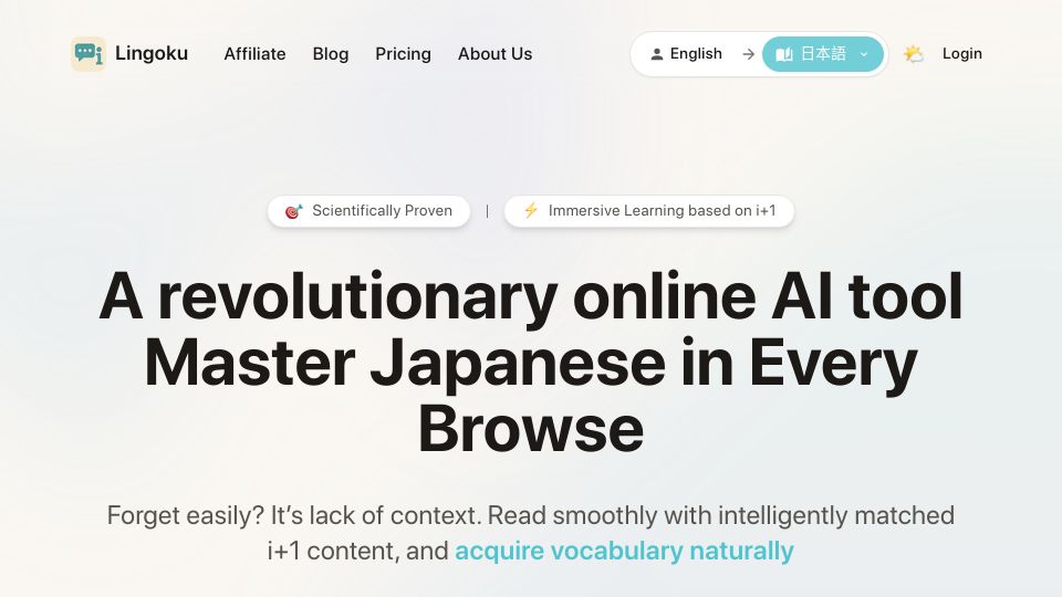 Screenshot of lingoku.ai: Show HN: Learn Japanese contextually while browsing