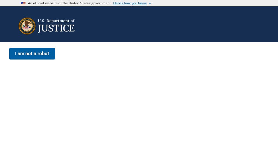 Screenshot of justice.gov: U.S. Customs and Border Protection Officer Charged with Bribery Offenses