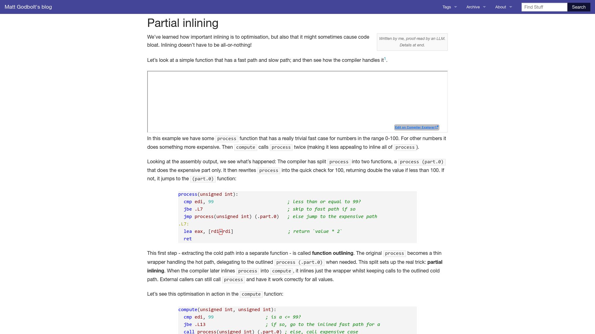 Screenshot of xania.org: Partial inlining