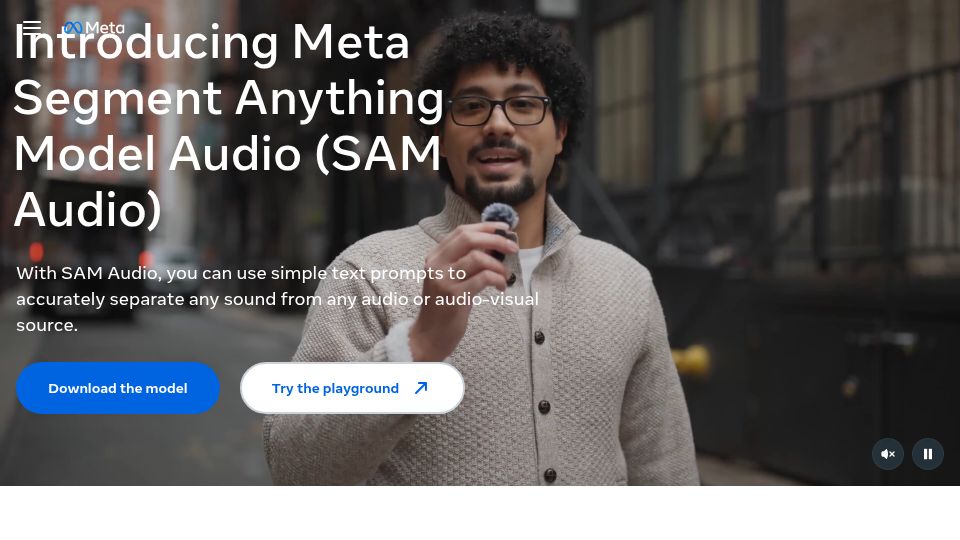 Screenshot of ai.meta.com: Meta Segment Anything Model Audio