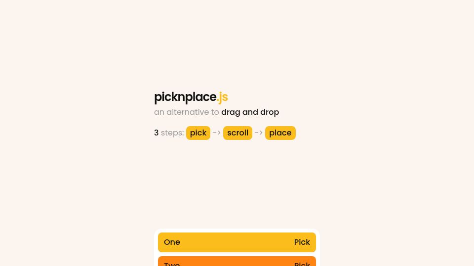 Screenshot of jgthms.com: Show HN: Picknplace.js, an alternative to drag-and-drop