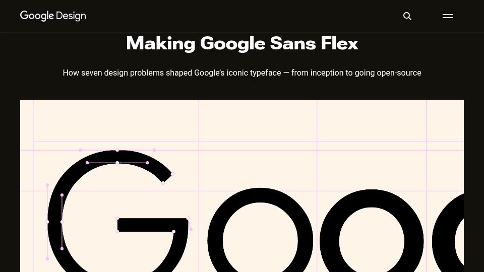 Screenshot of design.google: Making Google Sans Flex