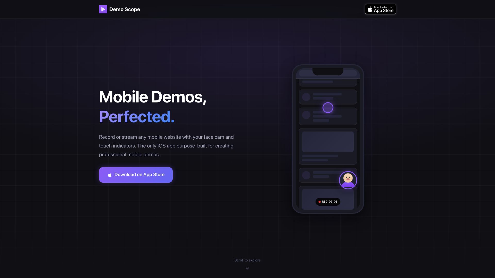 Screenshot of demoscope.app: Show HN: I Made Loom for Mobile