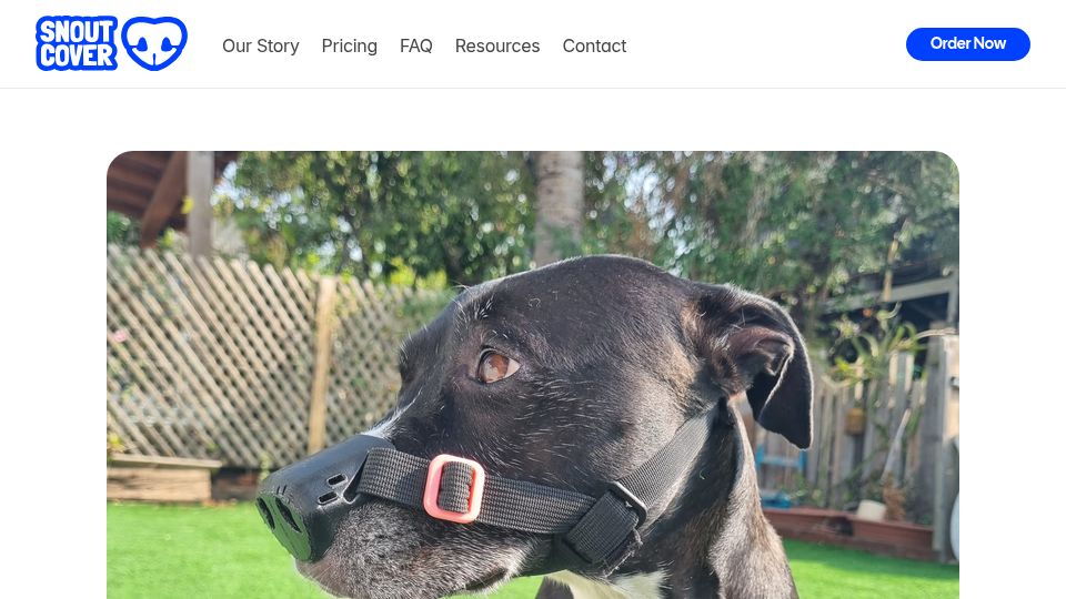 Screenshot of snoutcover.com: I designed and printed a custom nose guard to help my dog with DLE