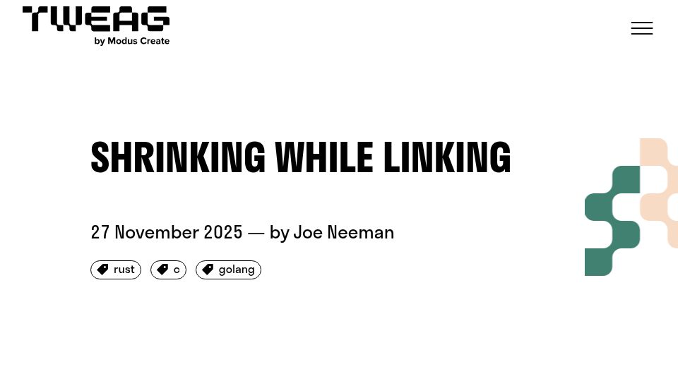 Screenshot of tweag.io: Shrinking While Linking