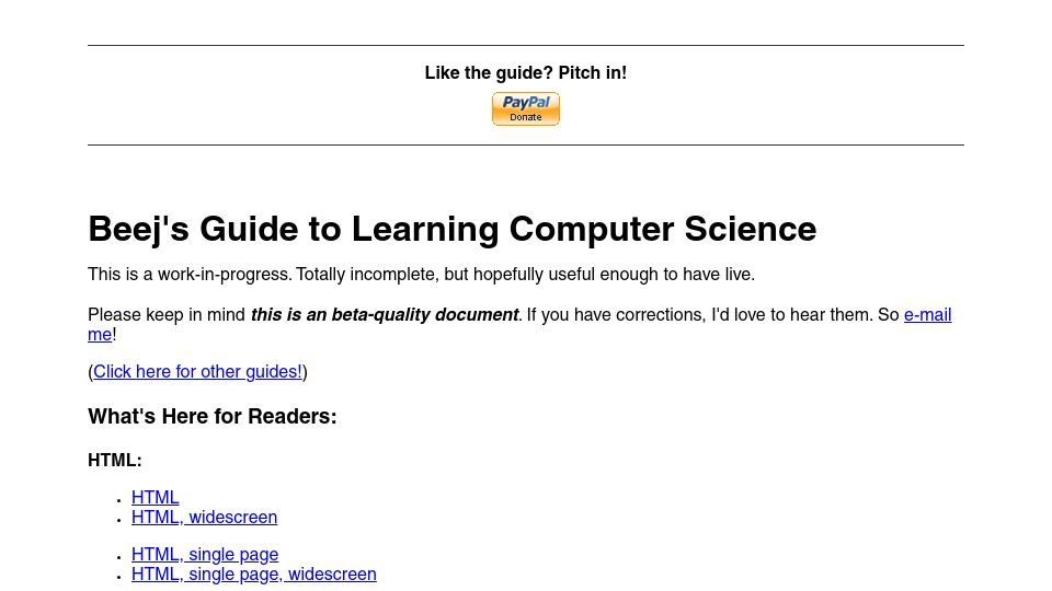 Screenshot of beej.us: Beej's Guide to Learning Computer Science