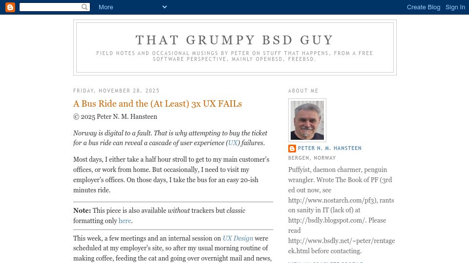 Screenshot of bsdly.blogspot.com: A Bus Ride and the (At Least) 3x UX FAILs