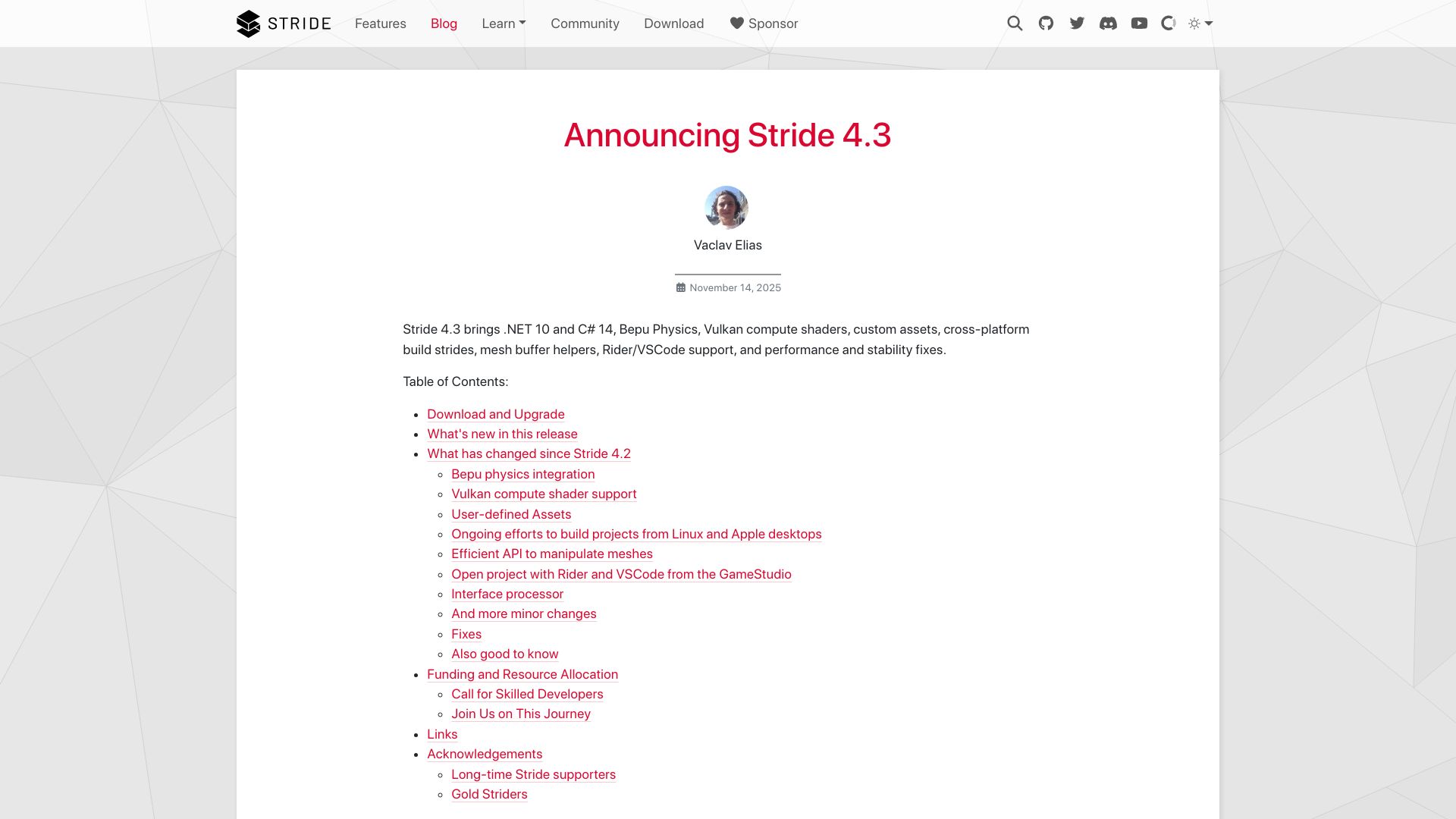 Screenshot of stride3d.net: Stride Game Engine 4.3 with .NET 10 Support