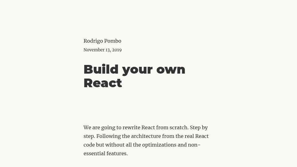 Screenshot of pomb.us: Build Your Own React