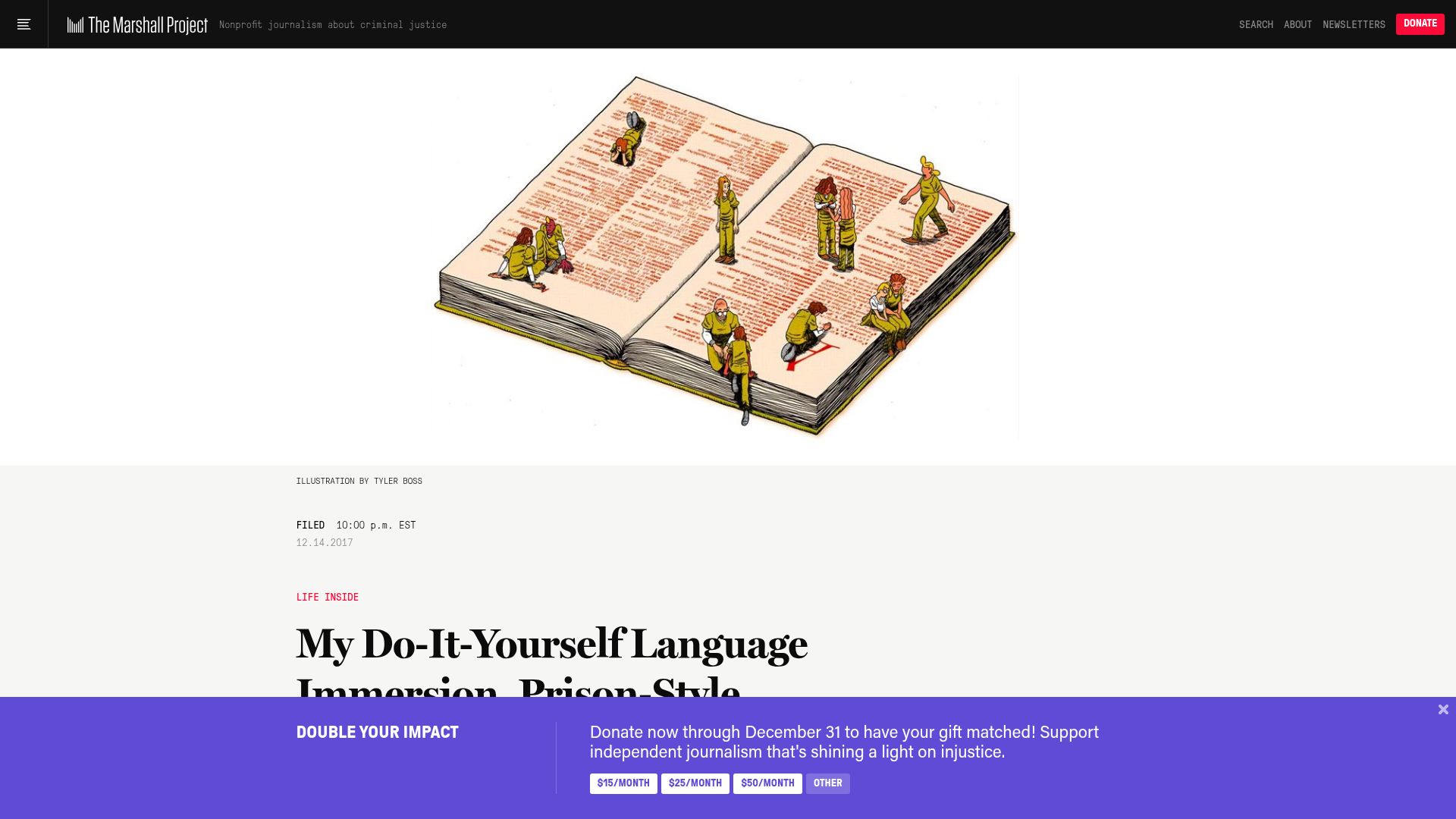 Screenshot of themarshallproject.org: Language Immersion, Prison-Style (2017)