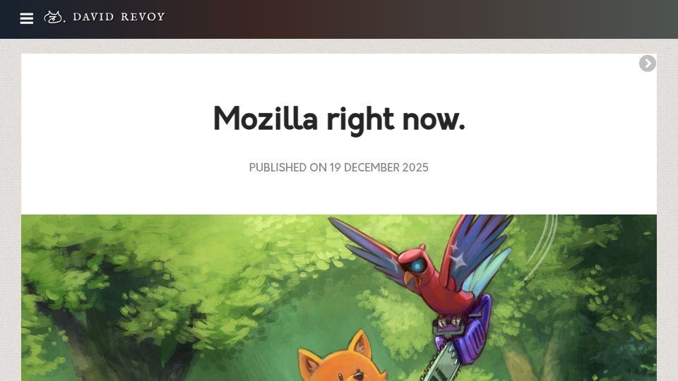 Screenshot of davidrevoy.com: Mozilla right now (Digital Painting)