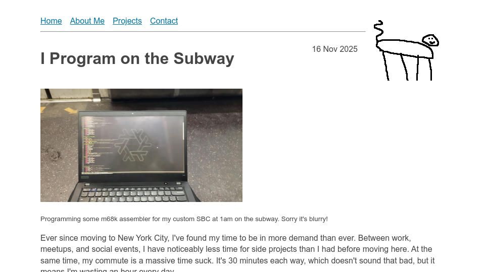 Screenshot of scd31.com: I program on the subway