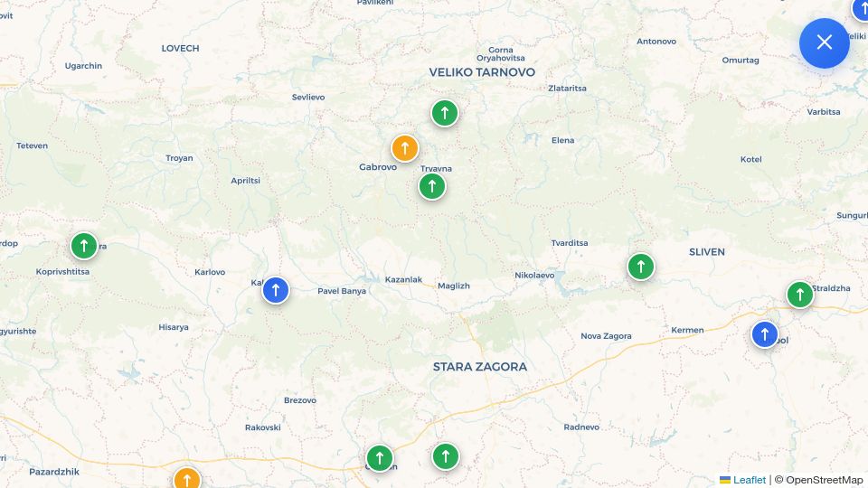 Screenshot of bdzmap.com: Show HN: The Official National Train Map Sucked, So I Made My Own