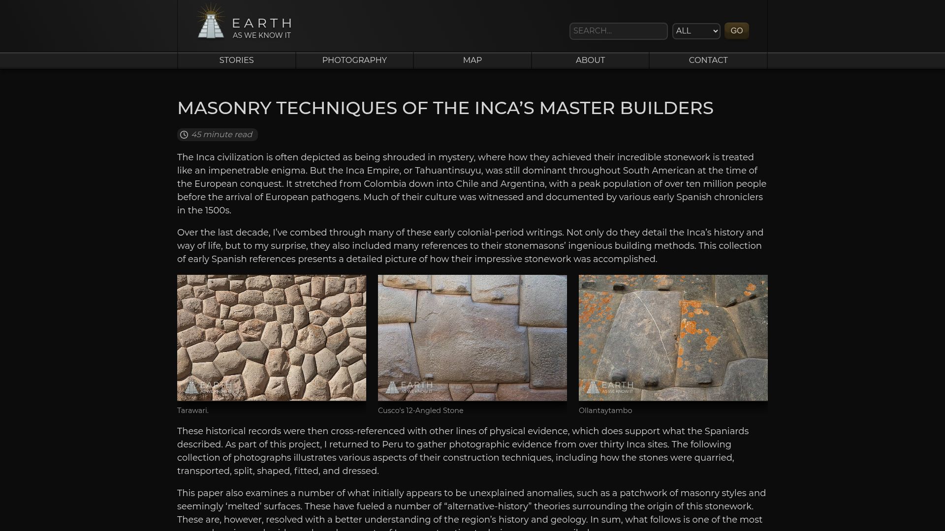 Screenshot of earthasweknowit.com: Inca Stone Masonry