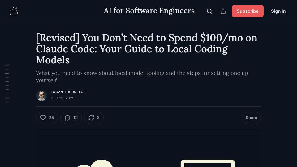 Screenshot of aiforswes.com: A guide to local coding models