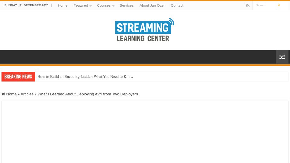 Screenshot of streaminglearningcenter.com: What I learned about deploying AV1 from two deployers