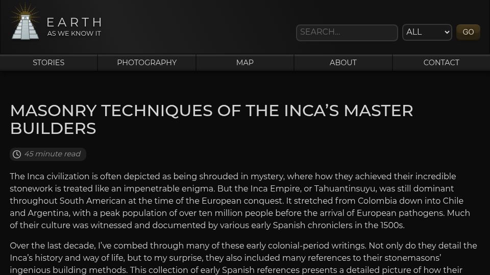 Screenshot of earthasweknowit.com: Inca Stone Masonry