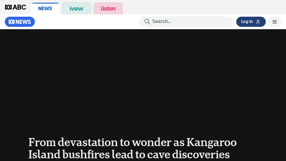 Screenshot of abc.net.au: From devastation to wonder as Kangaroo Island bushfires lead to cave discoveries