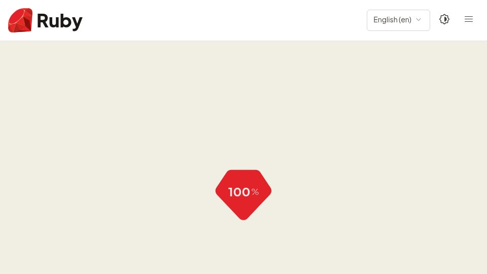 Screenshot of ruby-lang.org: Ruby website redesigned