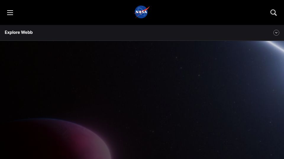 Screenshot of science.nasa.gov: Webb observes exoplanet that may have an exotic helium and carbon atmosphere