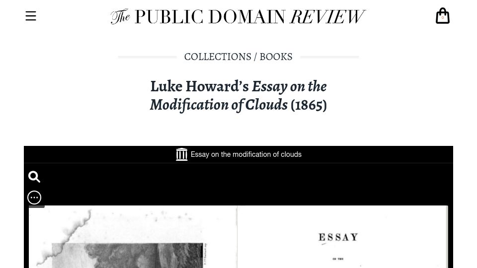 Screenshot of publicdomainreview.org: Luke Howard’s essay on the modification of clouds (1865)
