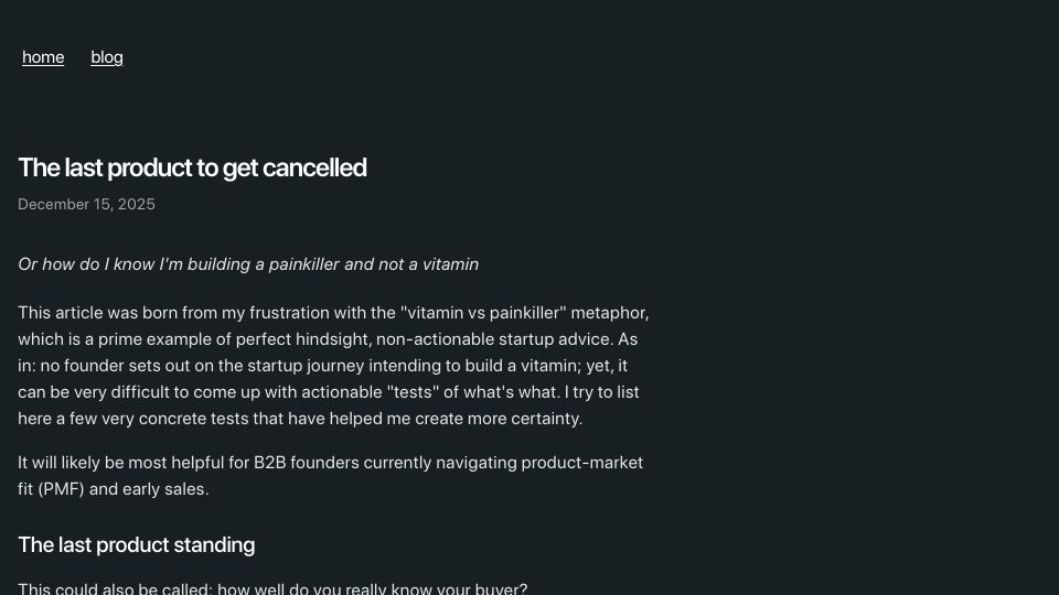 Screenshot of ablg.io: The last product to get cancelled
