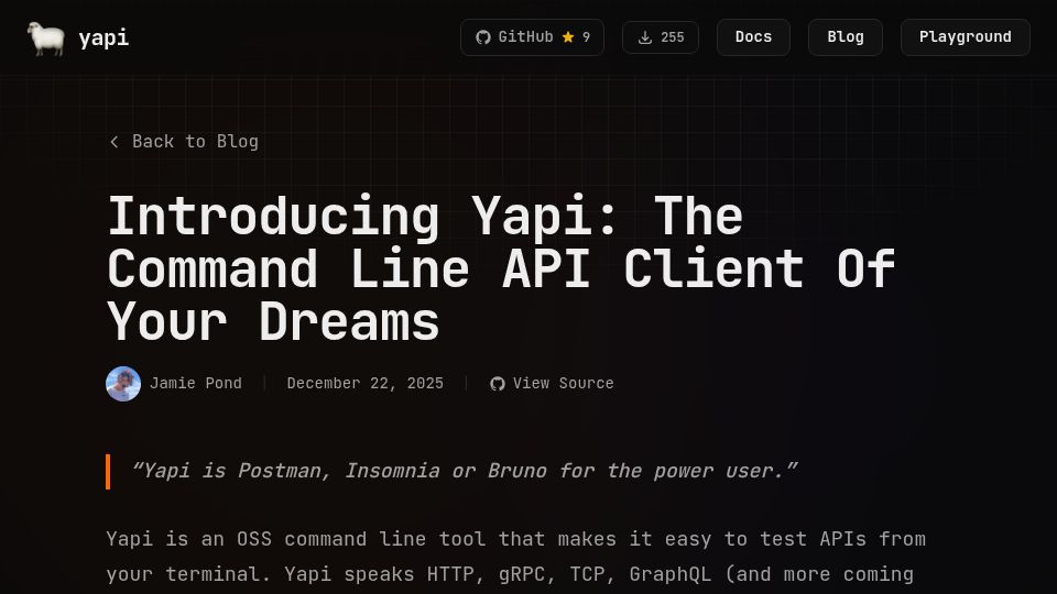 Screenshot of yapi.run: Show HN: Yapi – FOSS terminal API client for power users