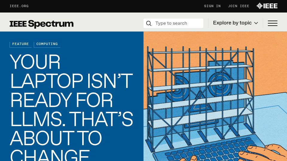 Screenshot of spectrum.ieee.org: Local AI is driving the biggest change in laptops in decades
