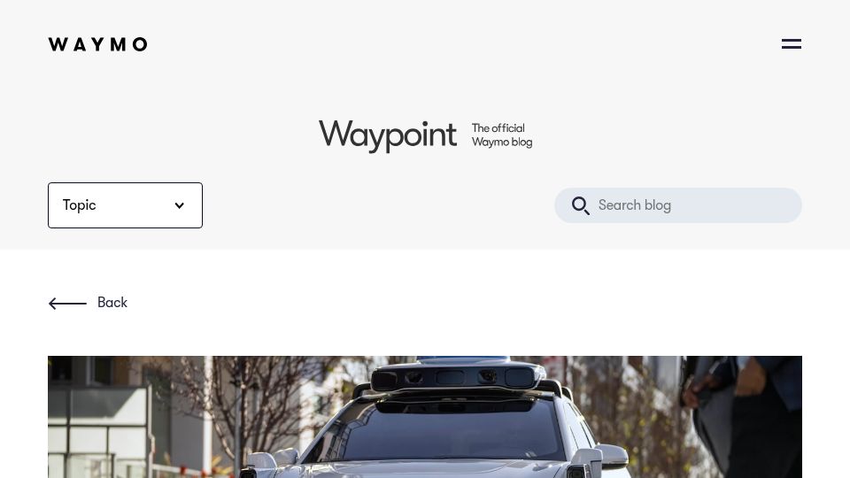 Screenshot of waymo.com: Lessons from the PG&E outage