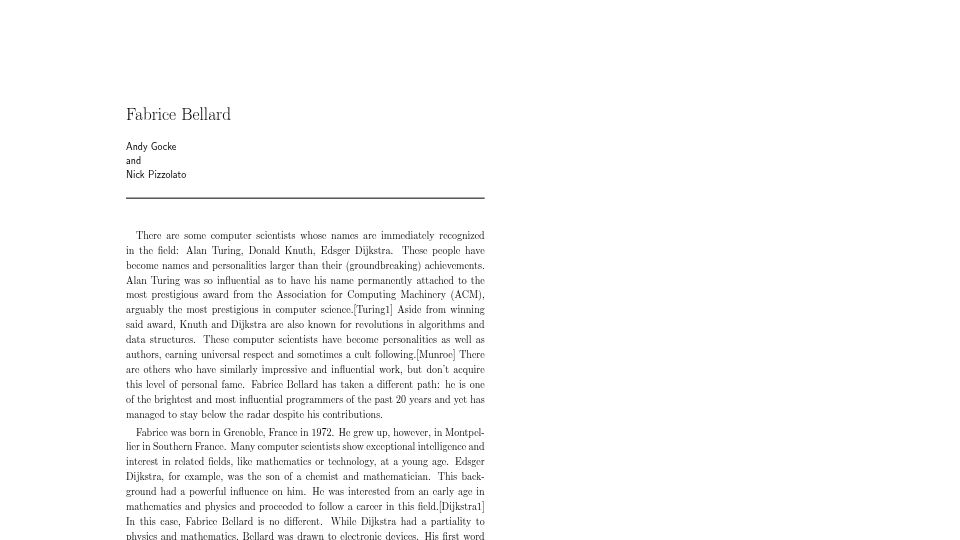 Screenshot of ipaidia.gr: Fabrice Bellard: Biography (2009) [pdf]