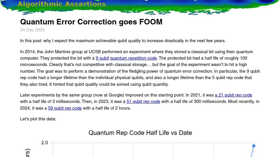 Screenshot of algassert.com: Quantum Error Correction Goes FOOM