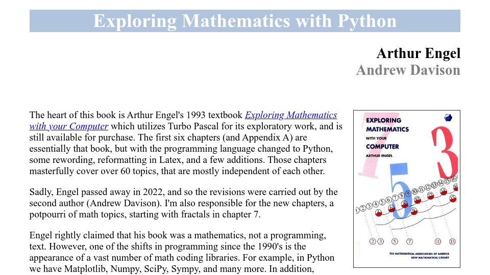 Screenshot of coe.psu.ac.th: Show HN: Exploring Mathematics with Python