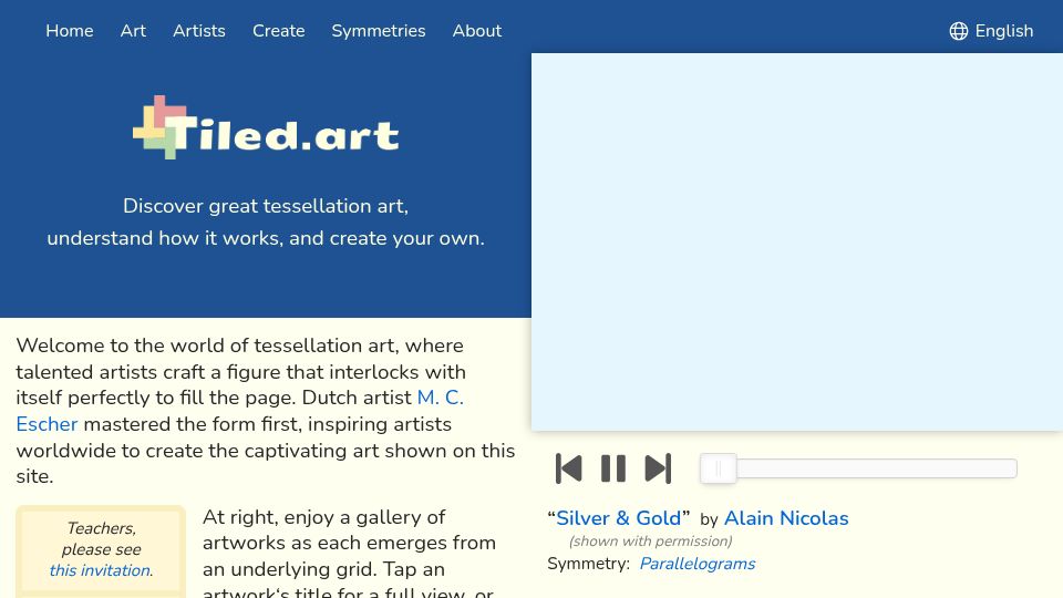 Screenshot of tiled.art: Tiled Art