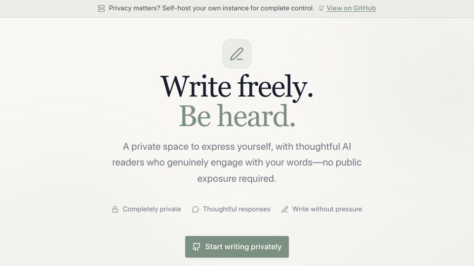 Screenshot of tempblog-psi.vercel.app: Show HN: Private blogging and journaling with a simulated audience