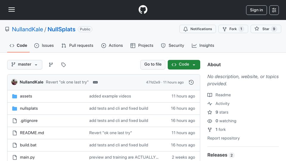 Screenshot of github.com: Gaussian Splatting 3 Ways