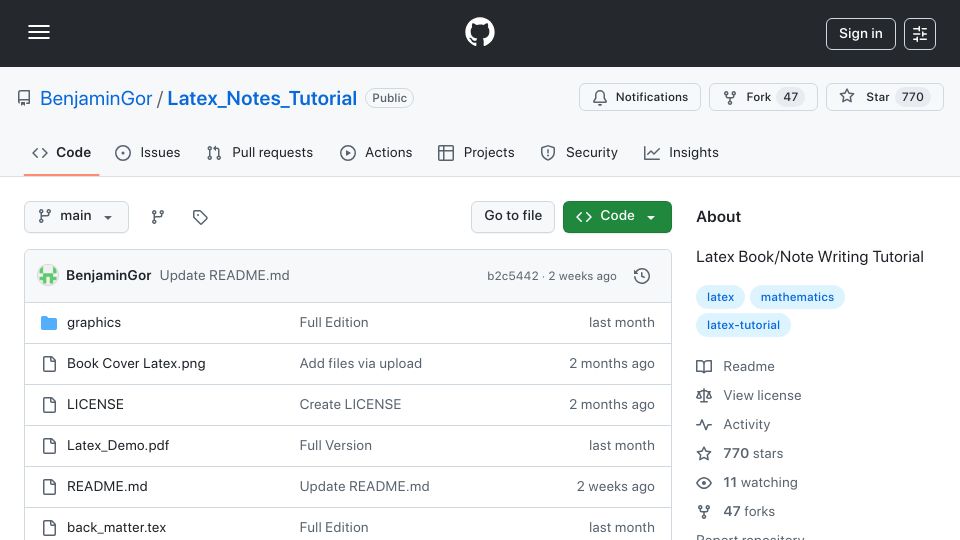 Screenshot of github.com: How to Reproduce This Book with LaTeX