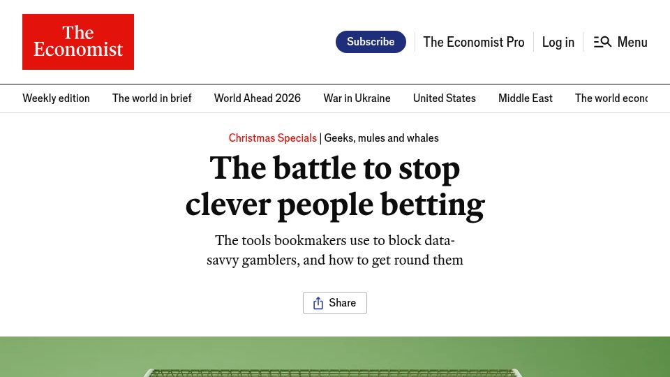 Screenshot of economist.com: The battle to stop clever people betting
