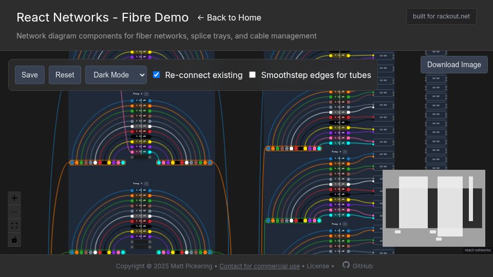 Screenshot of react-networks-lib.rackout.net: Splice a Fibre