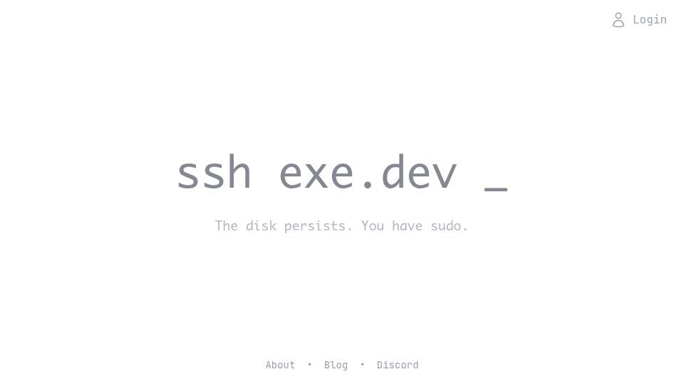 Screenshot of exe.dev: Exe.dev