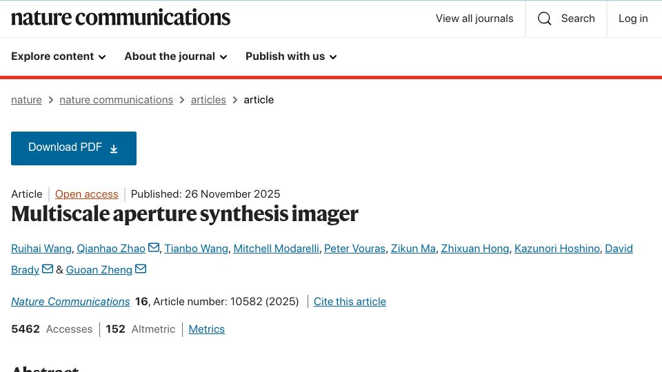 Screenshot of nature.com: Multiscale Aperture Synthesis Imager