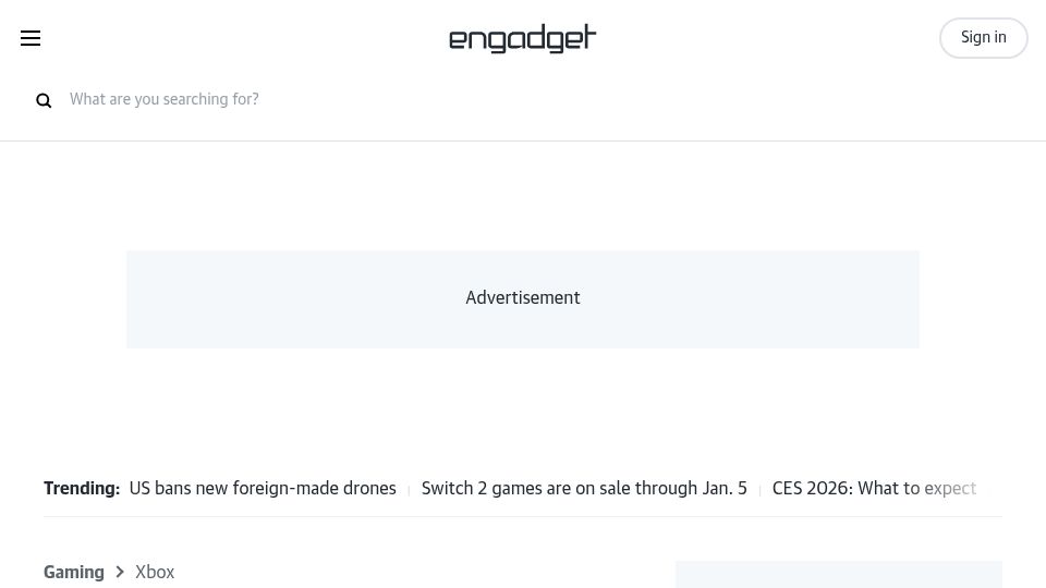 Screenshot of engadget.com: 2025 was the year Xbox died