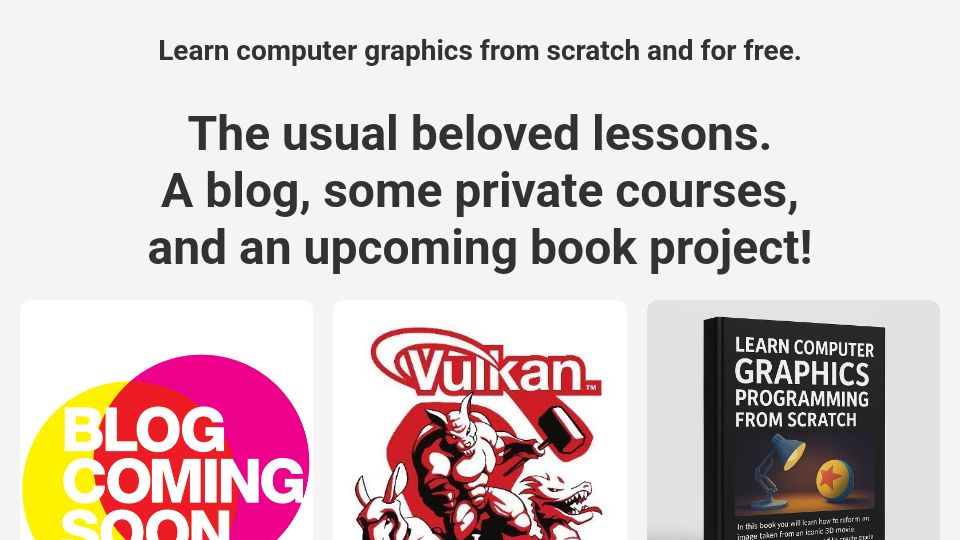 Screenshot of scratchapixel.com: Learn computer graphics from scratch and for free